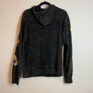 Nickelodeon Characters Black Mineral Wash Hoodie Size S